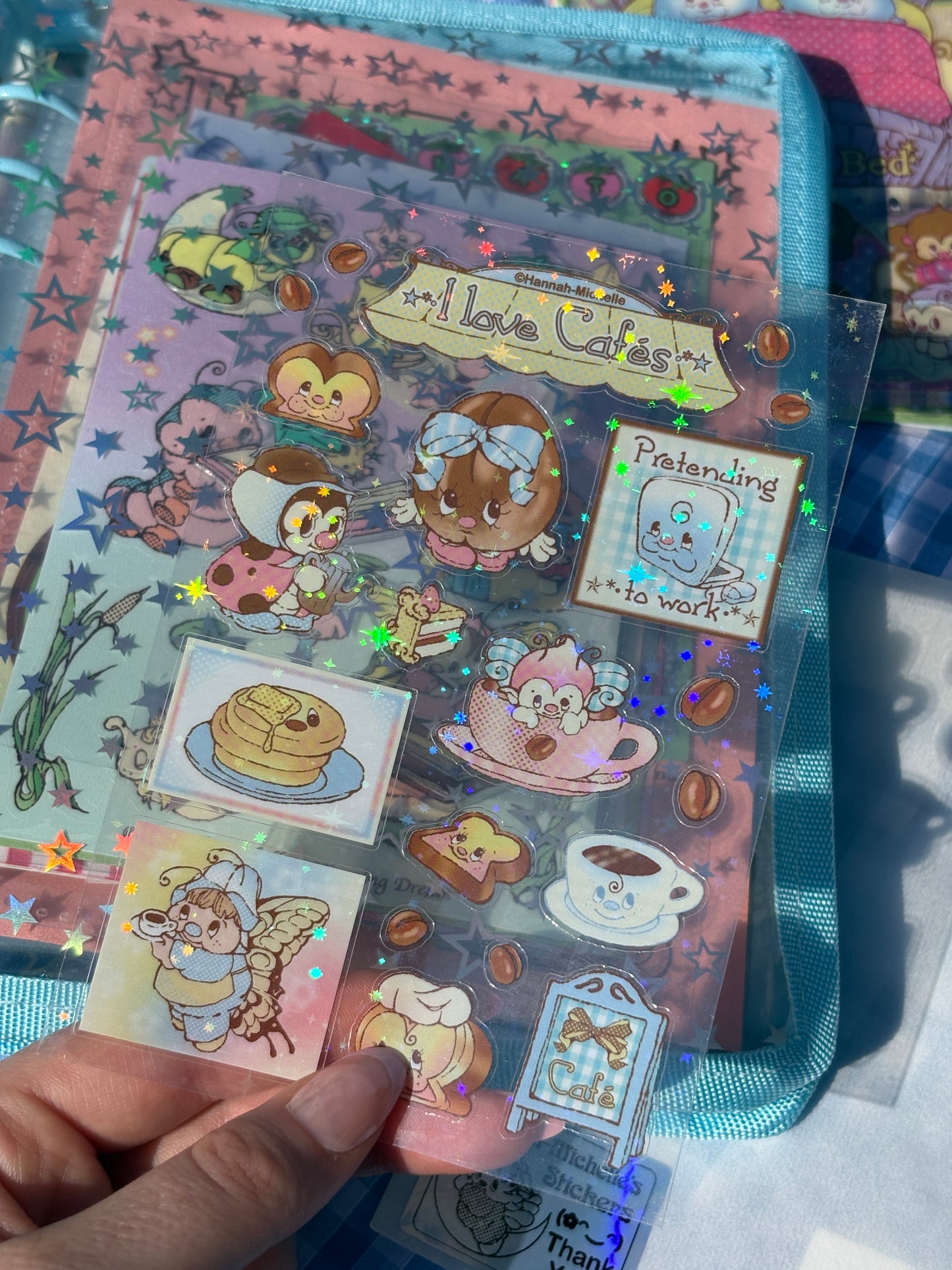 I Love Cafes Transparent Star Effect Sticker Sheet
