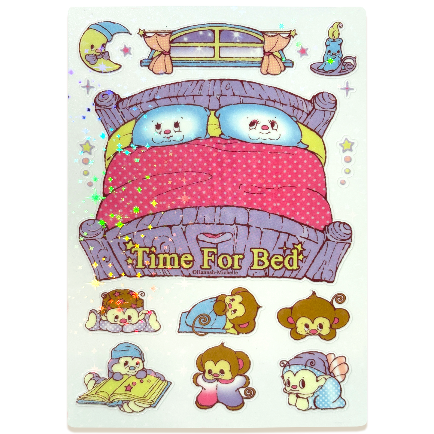 Time For Bed Transparent Star Effect Sticker Sheet