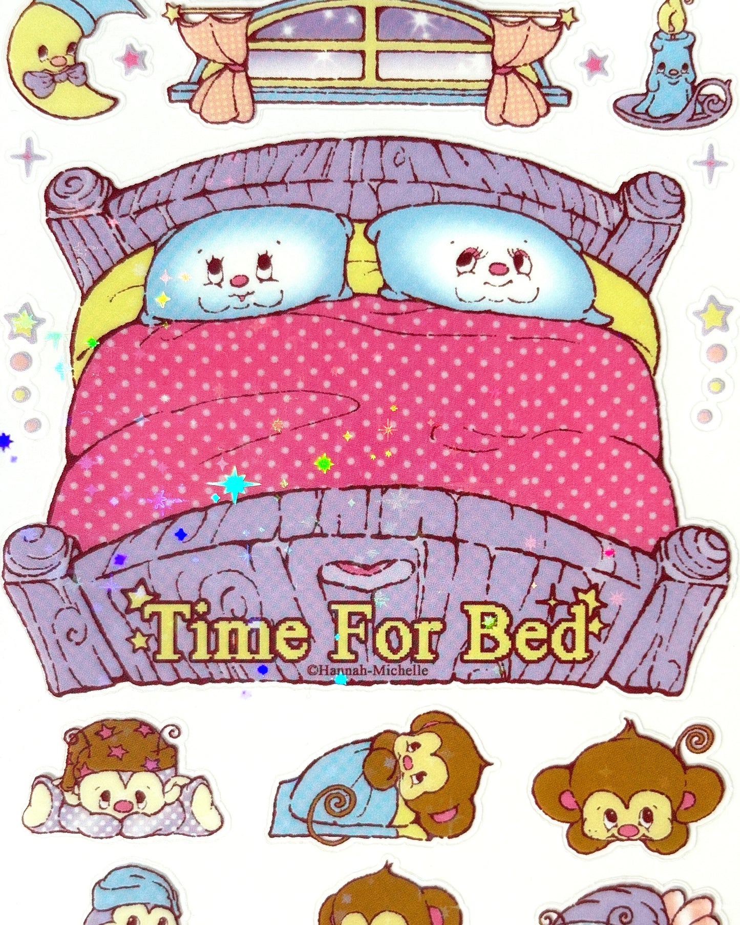 Time For Bed Transparent Star Effect Sticker Sheet