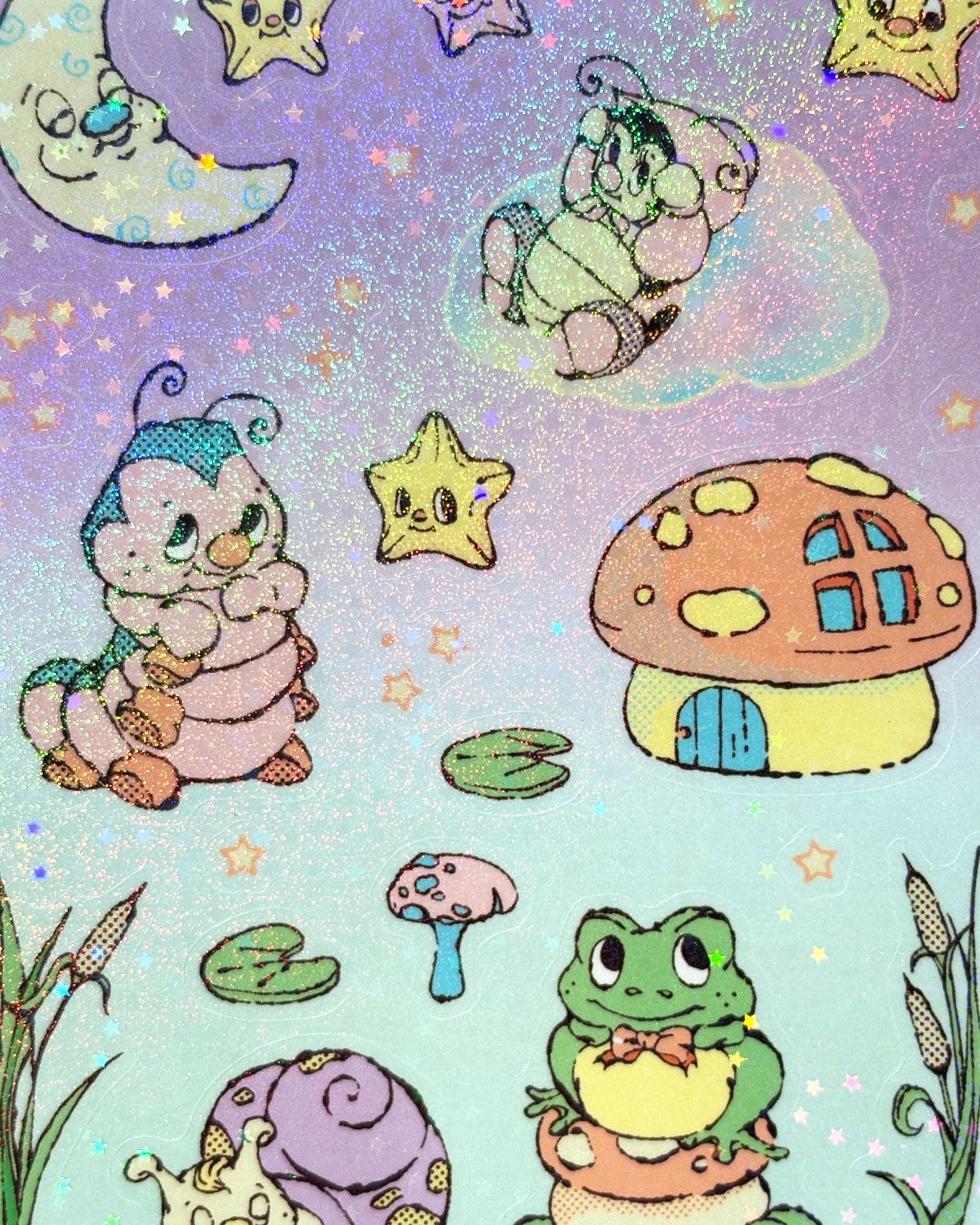 Evening Dream Glitter Holo Star Sticker Sheet