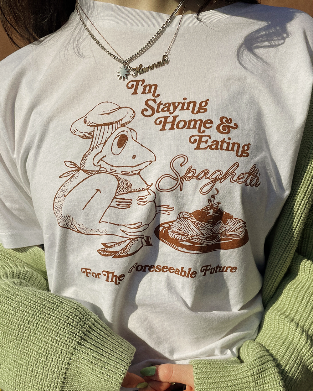 Unisex Organic 'I'm Staying at Home and Eating Spaghetti' T-shirt
