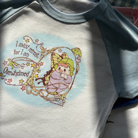 Overwhelmed micro rib raglan printed baby tee