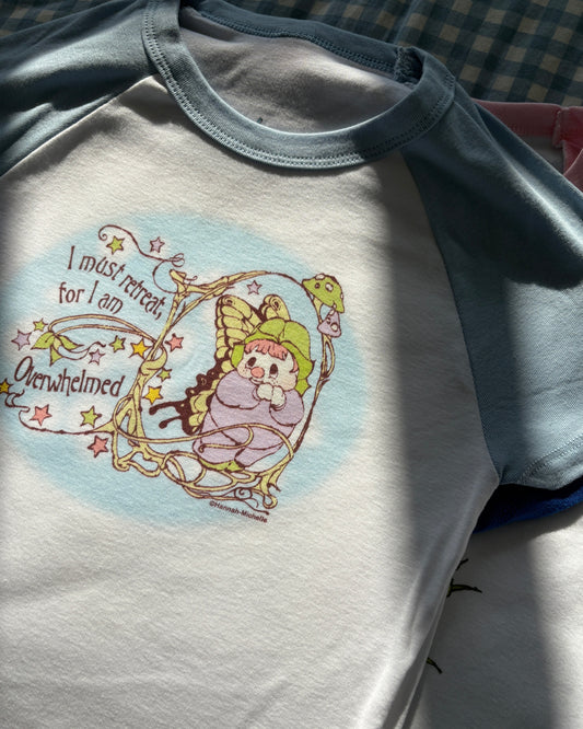 Overwhelmed micro rib raglan printed baby tee