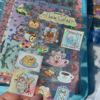 I Love Cafes Transparent Star Effect Sticker Sheet