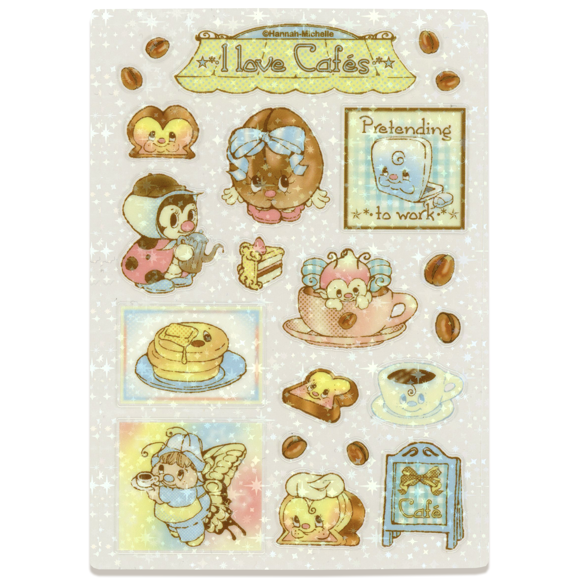 I Love Cafes Transparent Star Effect Sticker Sheet