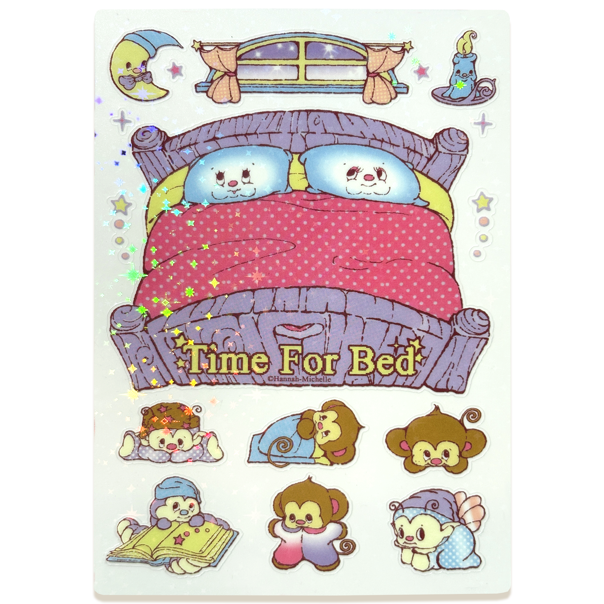 Time For Bed Transparent Star Effect Sticker Sheet