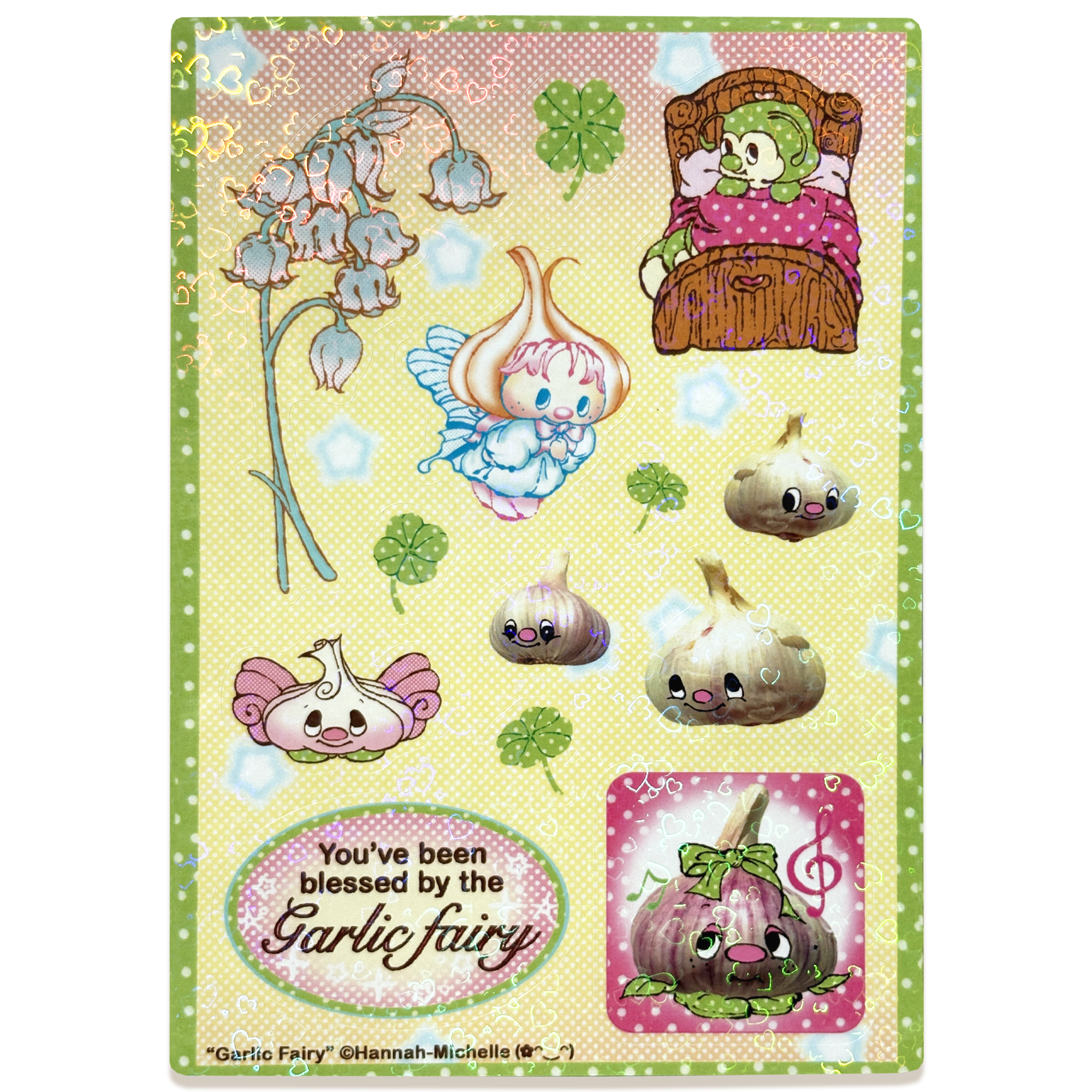 Garlic Fairy Holo Hearts Sticker Sheet