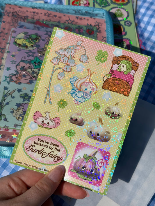 Garlic Fairy Holo Hearts Sticker Sheet