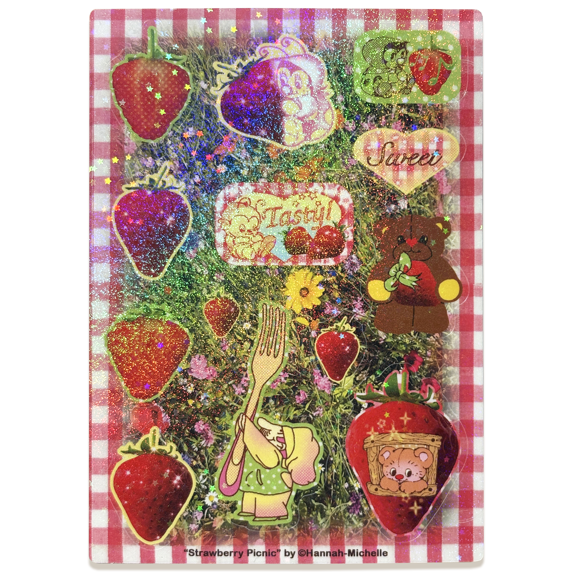 Strawberry Picnic Glitter Holo Star Sticker Sheet