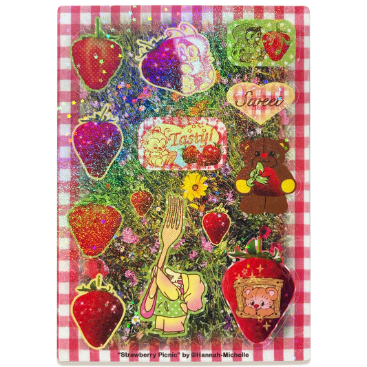 Strawberry Picnic Glitter Holo Star Sticker Sheet