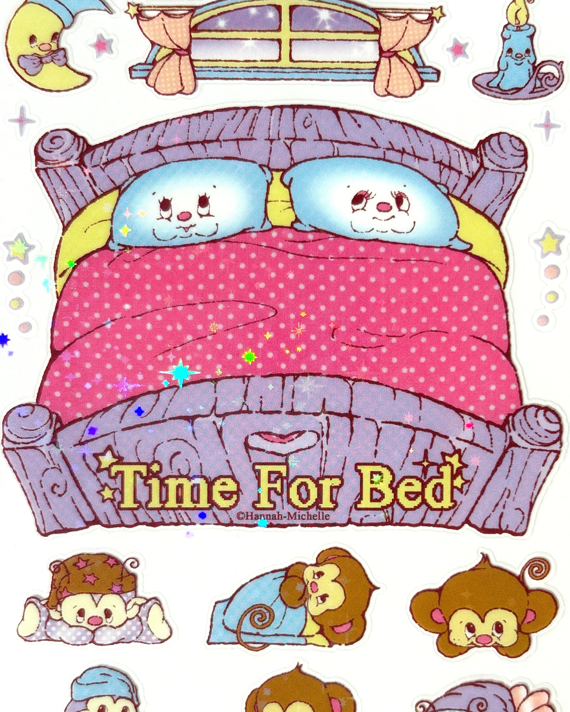Time For Bed Transparent Star Effect Sticker Sheet