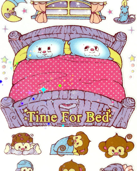 Time For Bed Transparent Star Effect Sticker Sheet