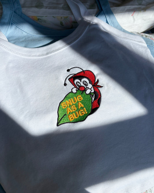 snug as a bug embroidered micro-rib tank top