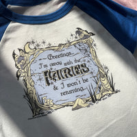 Away With The Fairies micro rib raglan printed baby tee