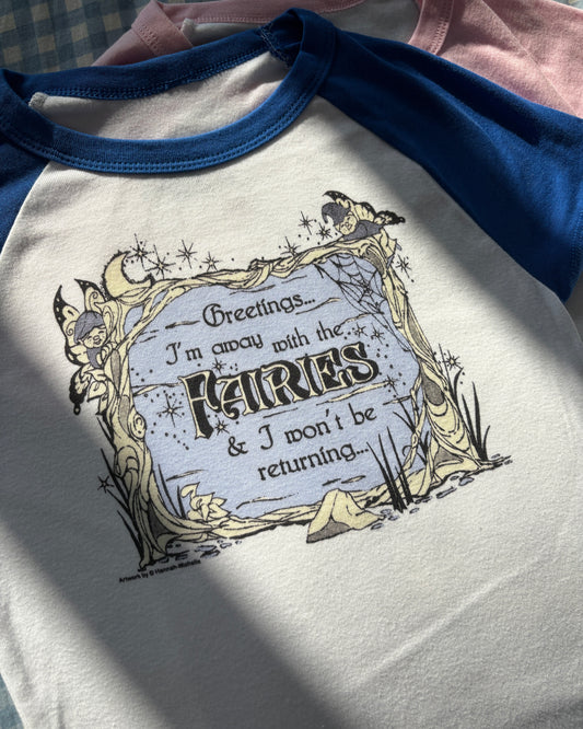 Away With The Fairies micro rib raglan printed baby tee
