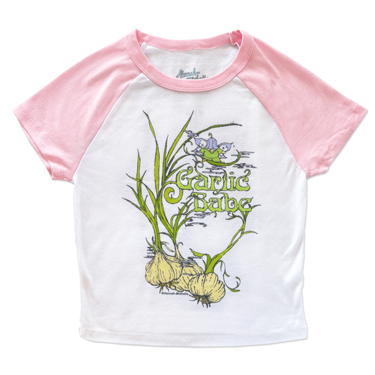 Garlic Babe micro rib raglan printed baby tee