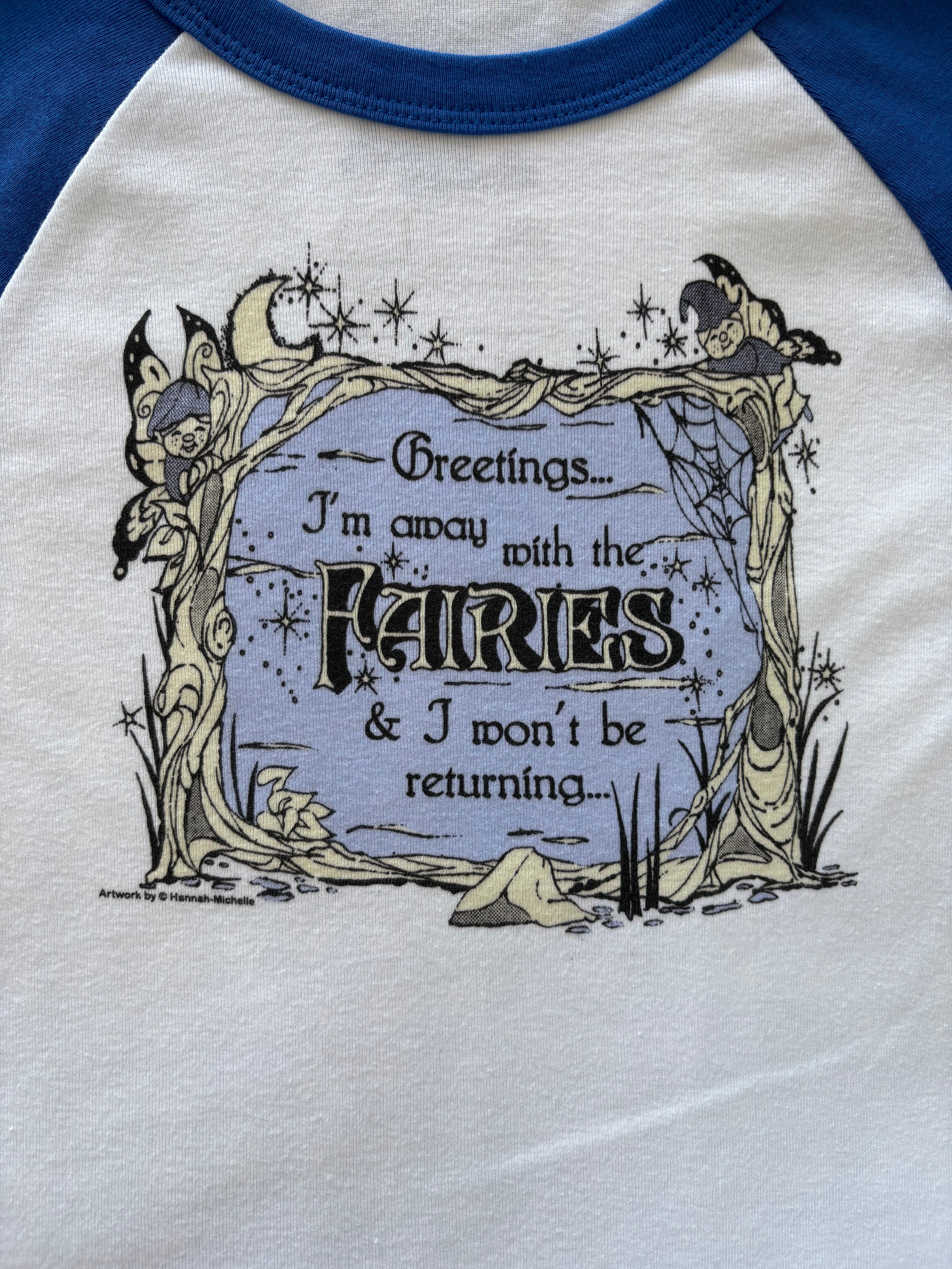 Away With The Fairies micro rib raglan printed baby tee