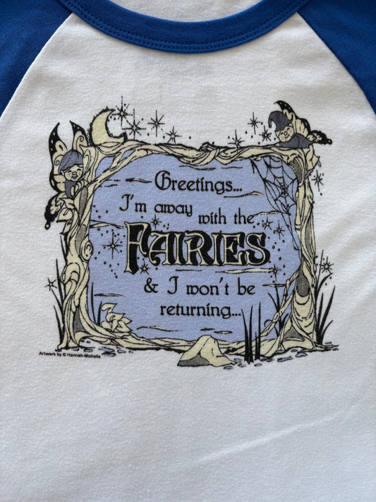 Away With The Fairies micro rib raglan printed baby tee