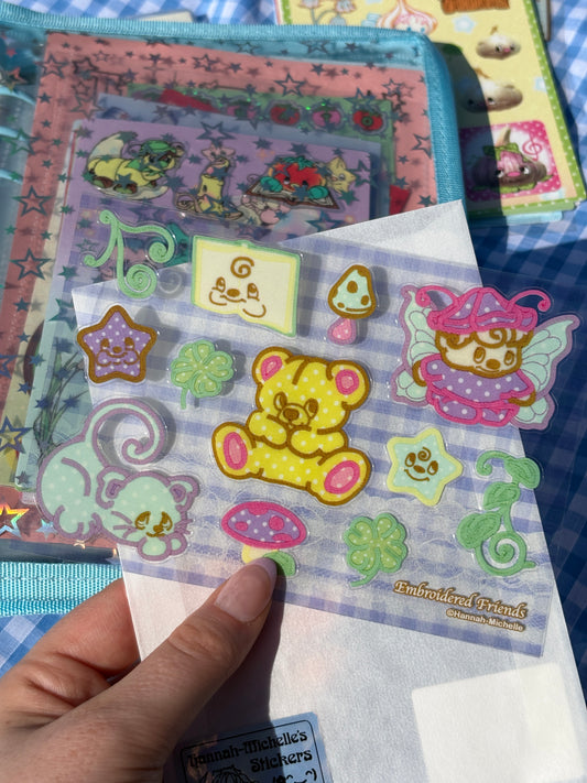 Embroidered Friends Semi-Transparent Sticker Sheet