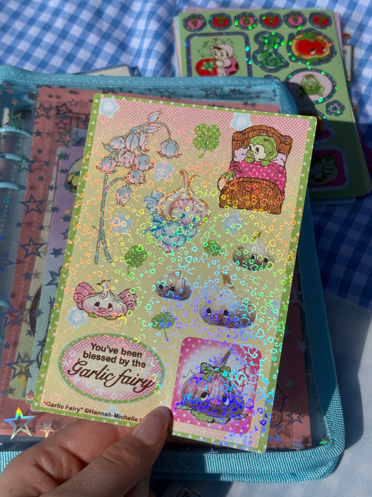 Garlic Fairy Holo Hearts Sticker Sheet