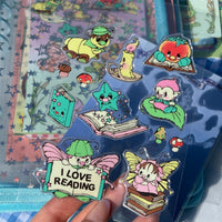 Transparent 3D "Reading" sticker sheet