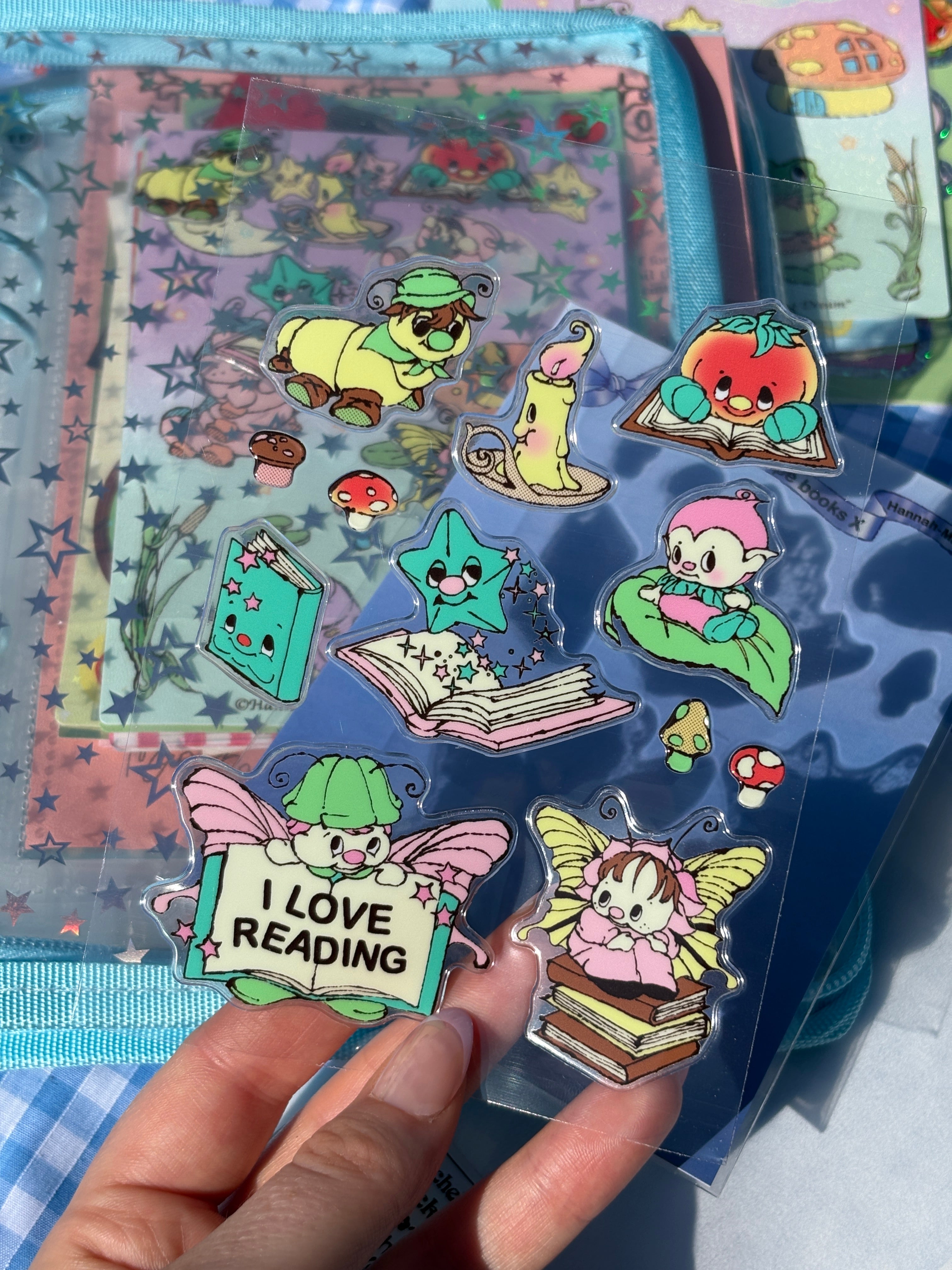 Transparent 3D "Reading" sticker sheet
