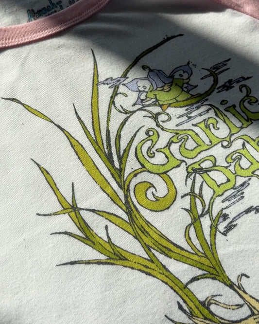 Garlic Babe micro rib raglan printed baby tee