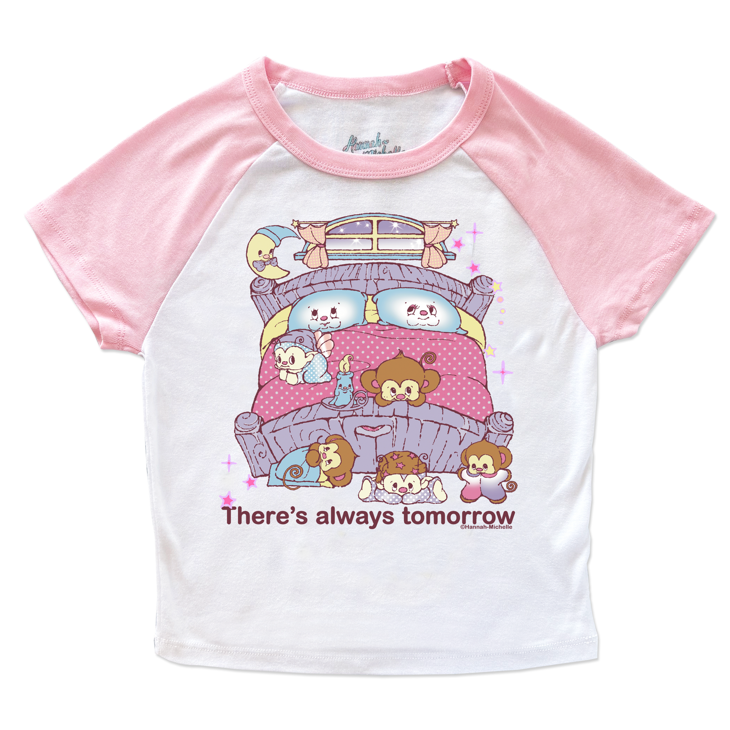 There's Always Tomorrow micro rib raglan printed baby tee