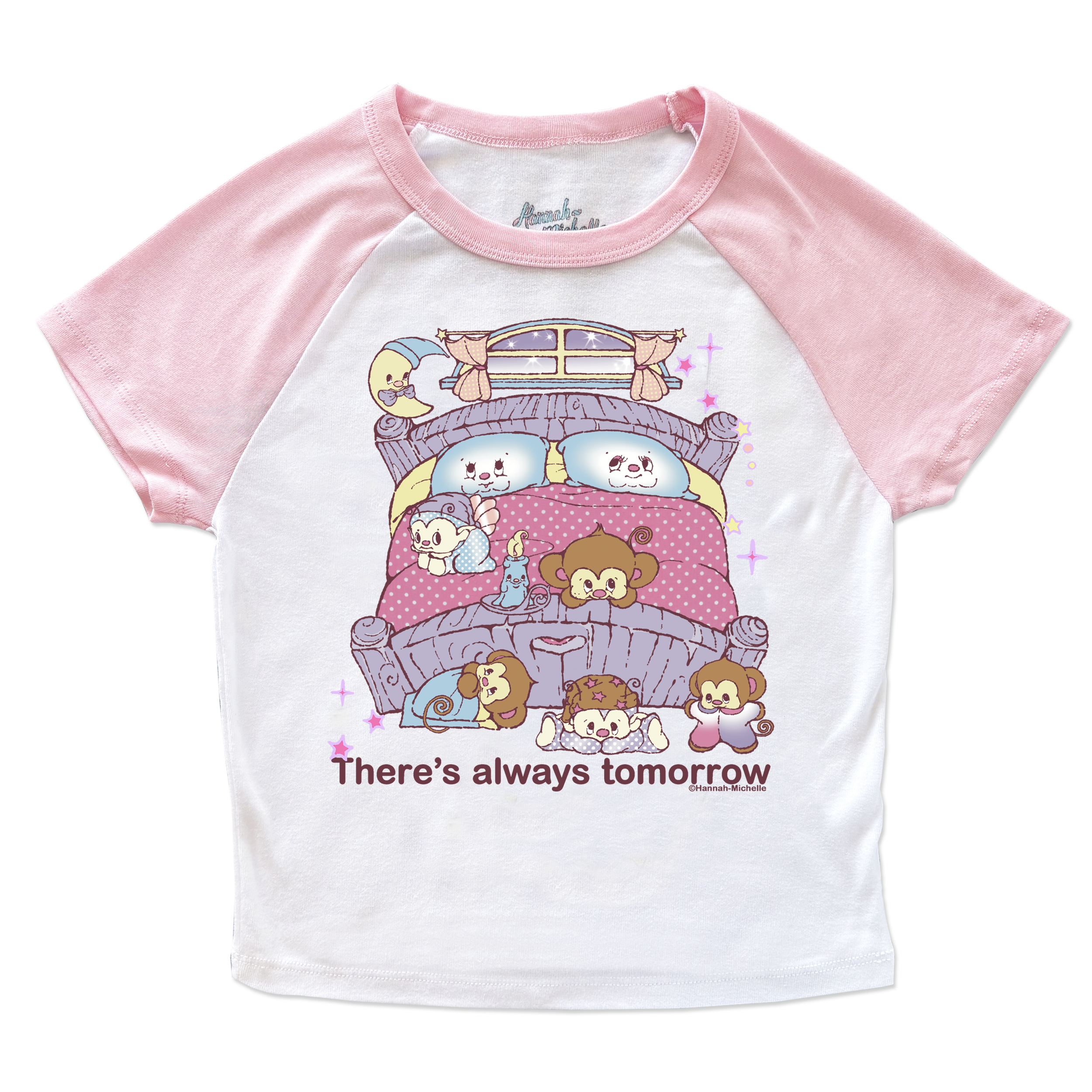 There's Always Tomorrow micro rib raglan printed baby tee