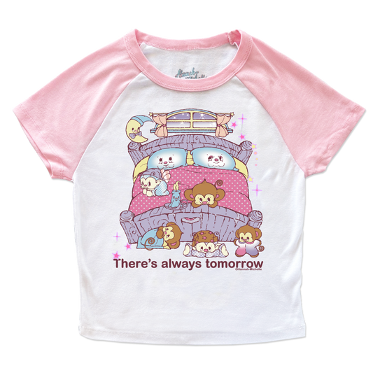 There's Always Tomorrow micro rib raglan printed baby tee