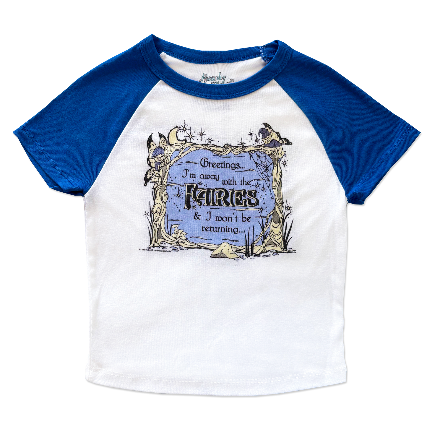 Away With The Fairies micro rib raglan printed baby tee