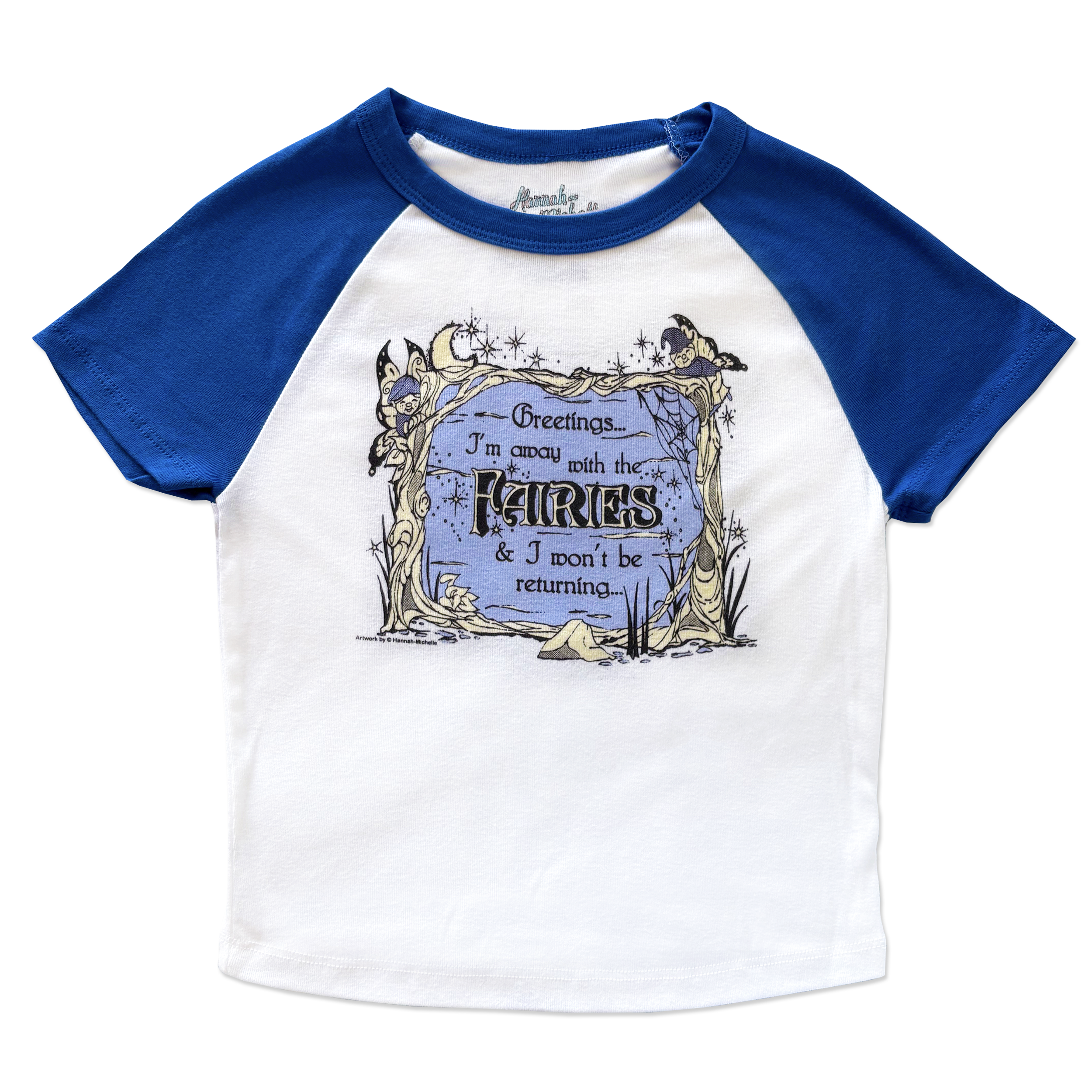 Away With The Fairies micro rib raglan printed baby tee
