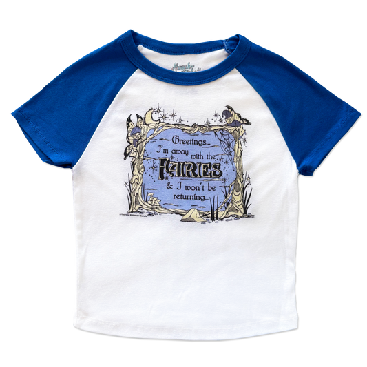 Away With The Fairies micro rib raglan printed baby tee