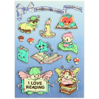 Transparent 3D "Reading" sticker sheet