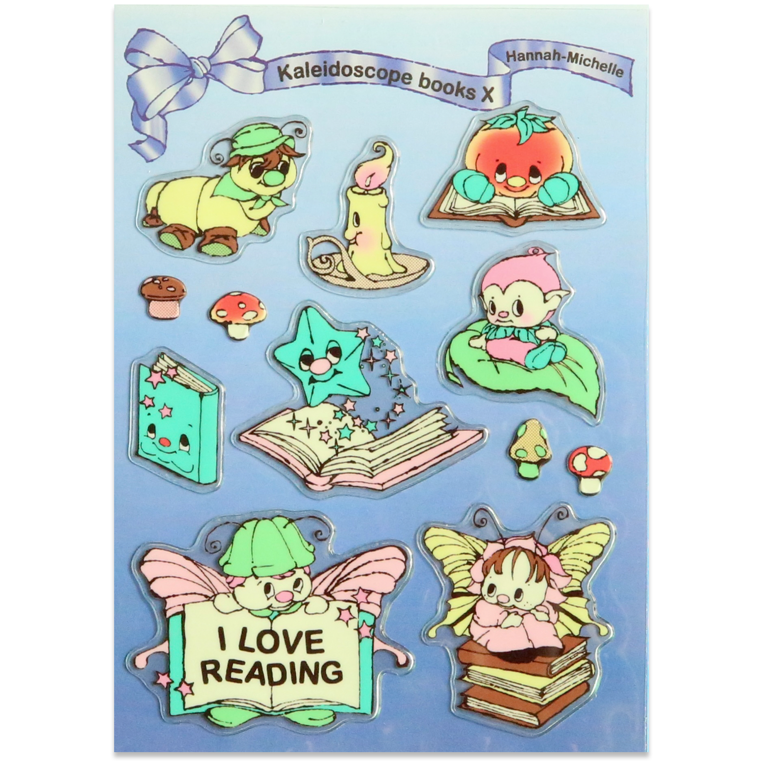 Transparent 3D "Reading" sticker sheet