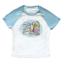 Overwhelmed micro rib raglan printed baby tee