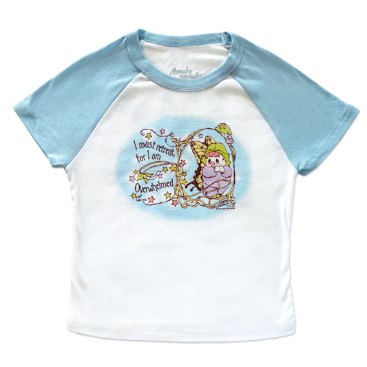 Overwhelmed micro rib raglan printed baby tee