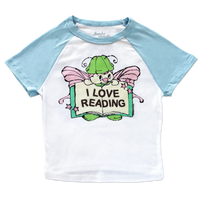 I Love Reading micro rib raglan printed baby tee