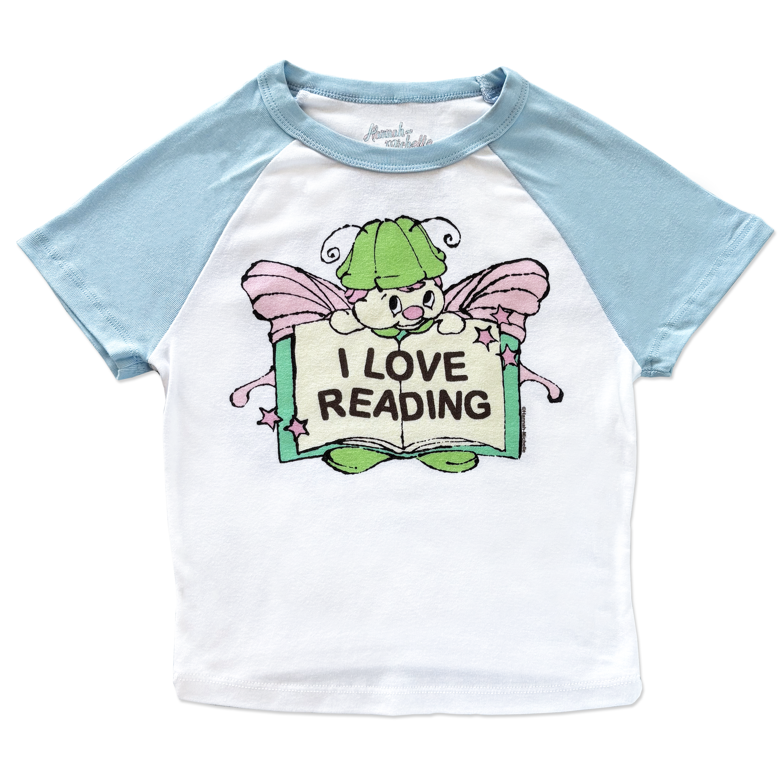 I Love Reading micro rib raglan printed baby tee