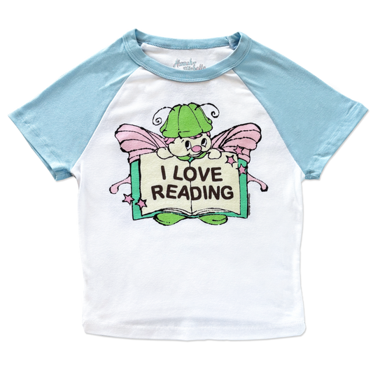 I Love Reading micro rib raglan printed baby tee