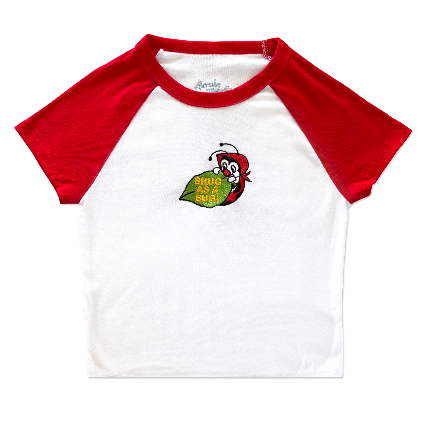 Snug as a Bug micro rib raglan embroidered baby tee