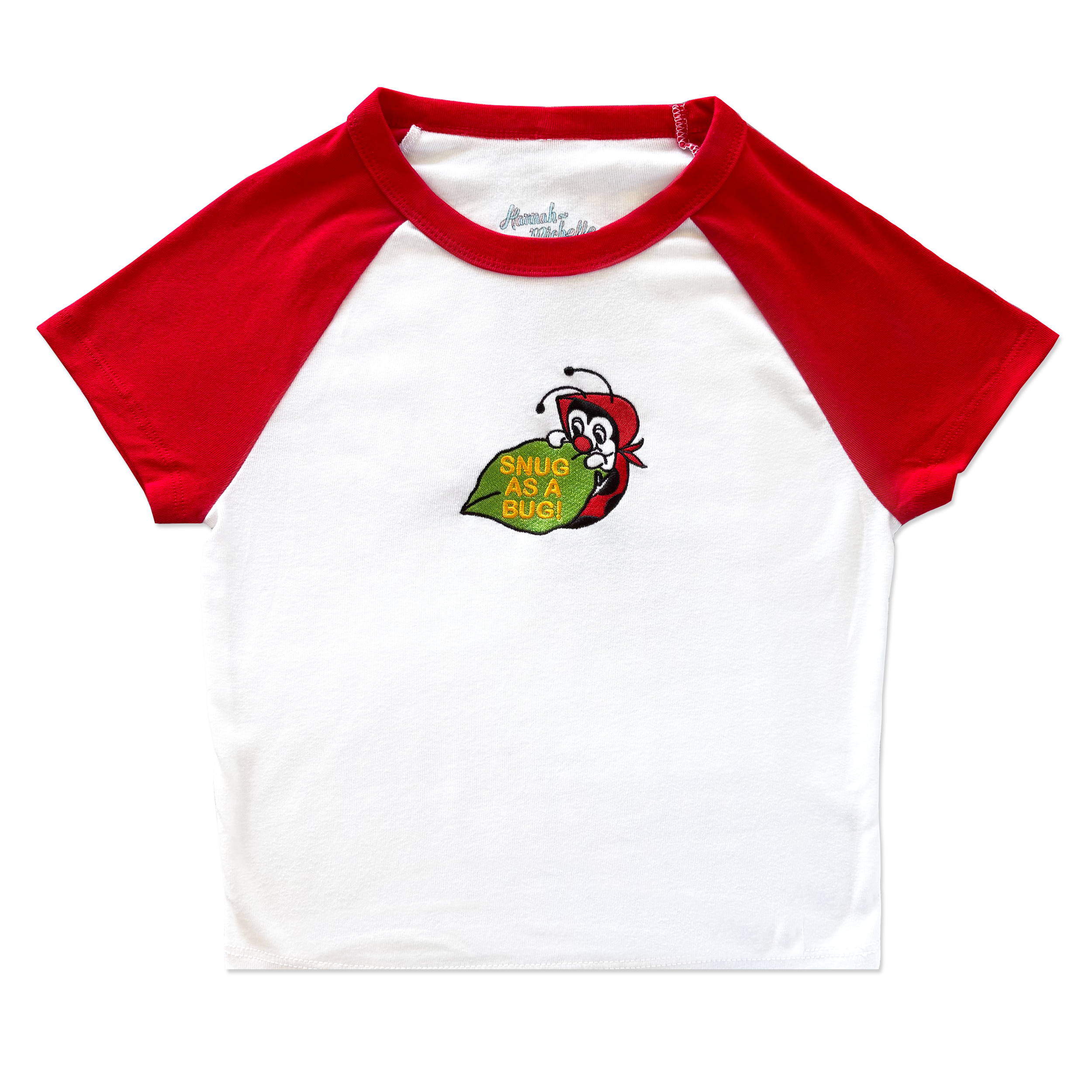 Snug as a Bug micro rib raglan embroidered baby tee