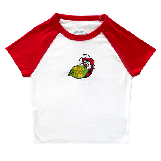 Snug as a Bug micro rib raglan embroidered baby tee