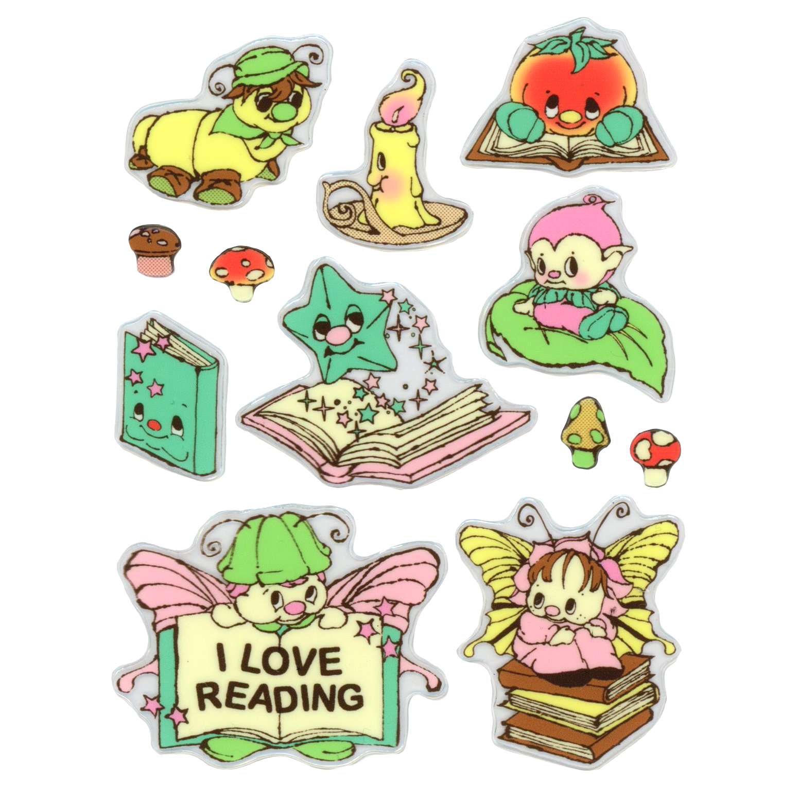 Transparent 3D "Reading" sticker sheet