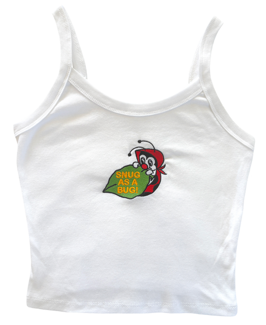snug as a bug embroidered micro-rib tank top
